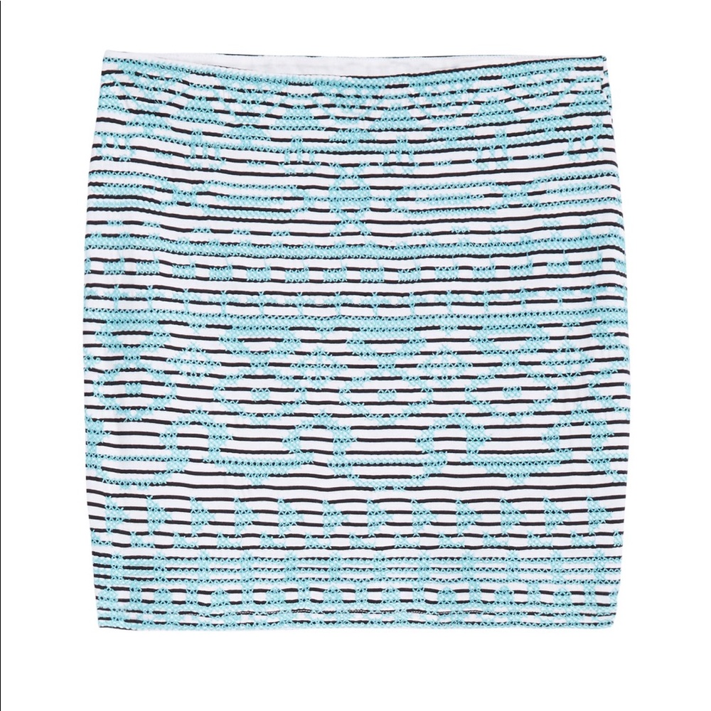 Brandi embroidered skirt - teal, black and white